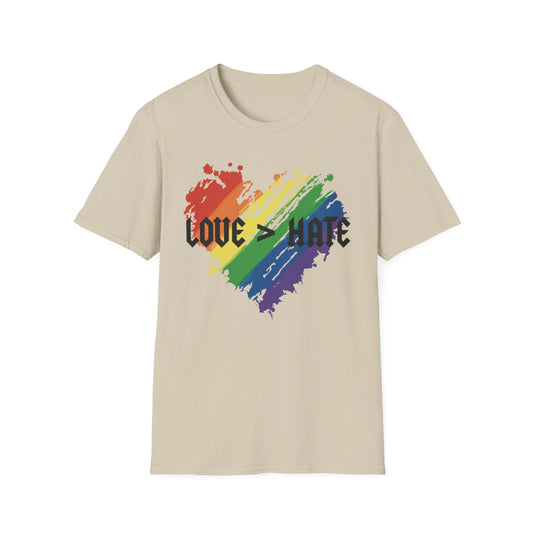 Love over hate Pride T-Shirt, LGBTQ+ Apparel, Love and Hate Graphic Tee, Gender-Neutral Shirt for Pride, Casual Wear, Gift for Allies