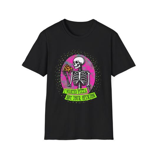 Skeleton Pizza T-Shirt, Unisex Graphic Tee, Halloween Costume, Gifts for Pizza Lovers, Casual Wear, Quirky Humor