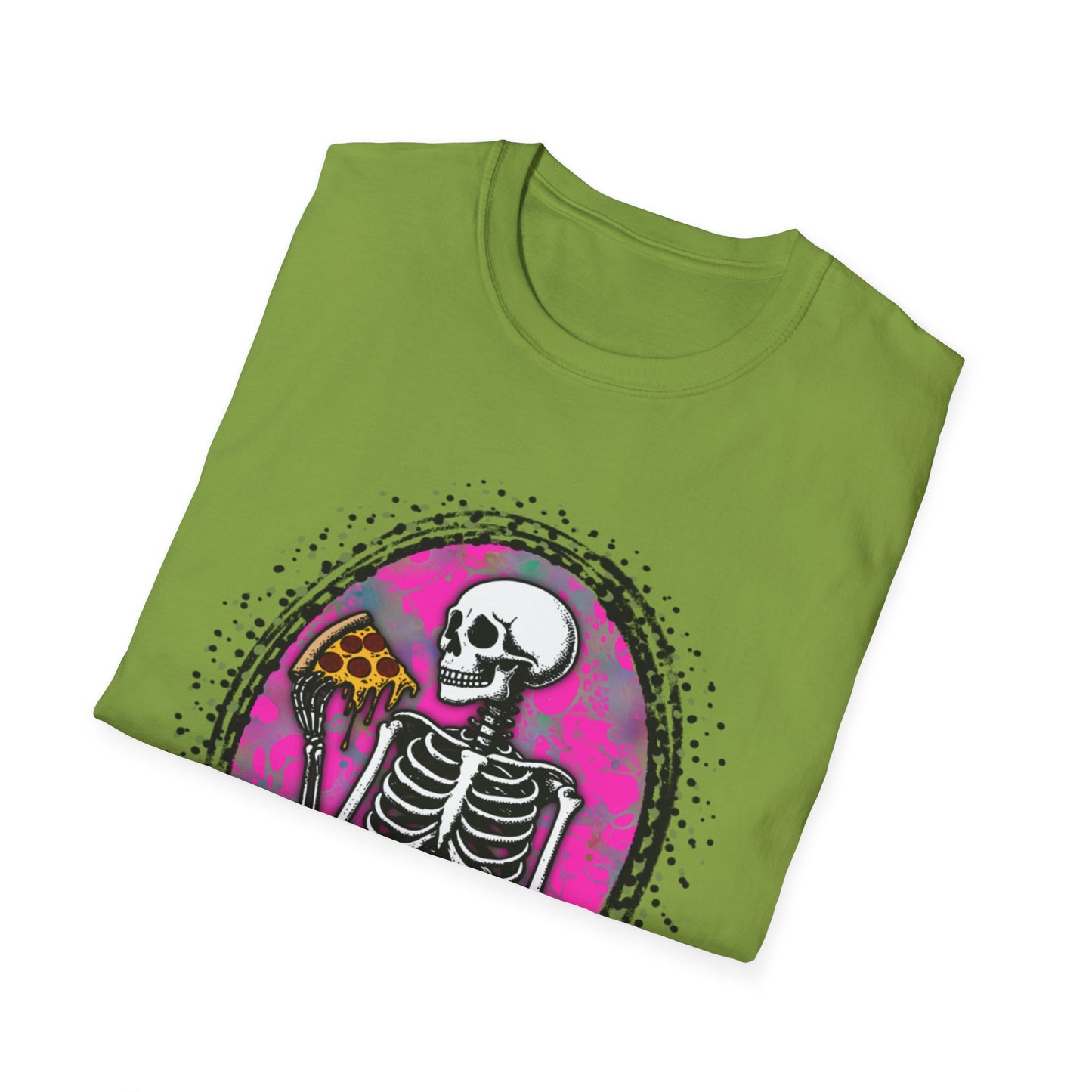 Skeleton Pizza T-Shirt, Unisex Graphic Tee, Halloween Costume, Gifts for Pizza Lovers, Casual Wear, Quirky Humor
