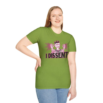 RBG I dissent Unisex Softstyle T-Shirt - I Dissent Graphic Tee, Protest Apparel, Political Statement Shirt, Gift for Activists, Casual Wear
