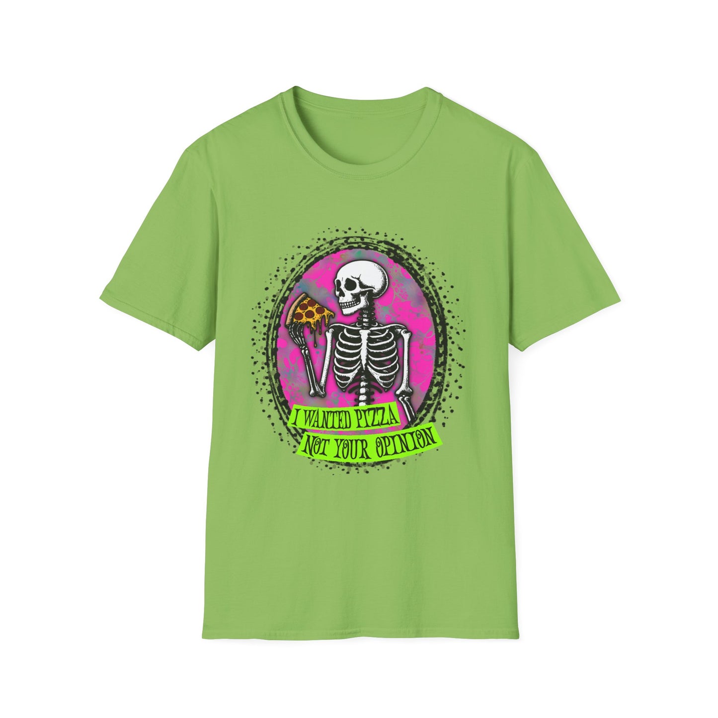 Skeleton Pizza T-Shirt, Unisex Graphic Tee, Halloween Costume, Gifts for Pizza Lovers, Casual Wear, Quirky Humor