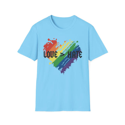 Love over hate Pride T-Shirt, LGBTQ+ Apparel, Love and Hate Graphic Tee, Gender-Neutral Shirt for Pride, Casual Wear, Gift for Allies