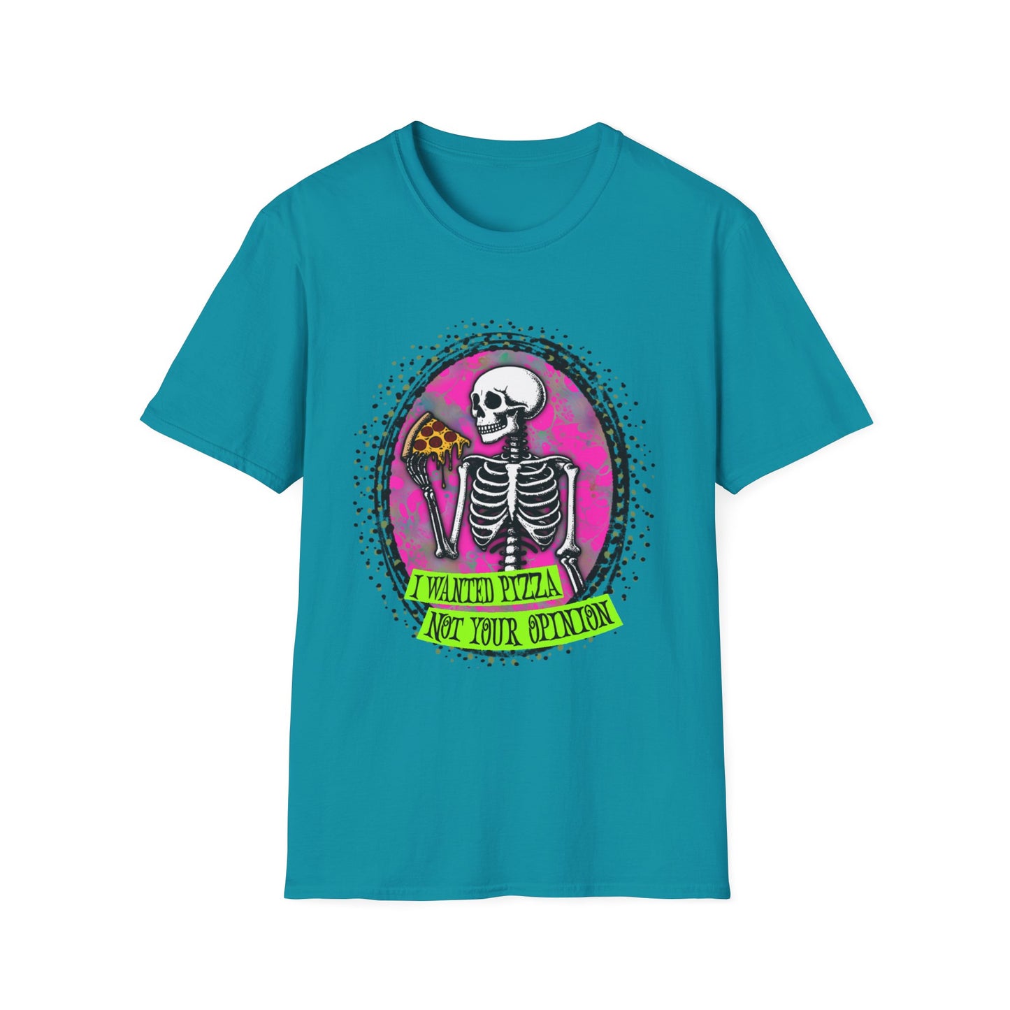 Skeleton Pizza T-Shirt, Unisex Graphic Tee, Halloween Costume, Gifts for Pizza Lovers, Casual Wear, Quirky Humor