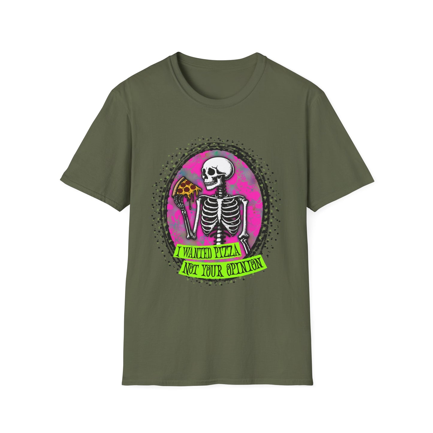 Skeleton Pizza T-Shirt, Unisex Graphic Tee, Halloween Costume, Gifts for Pizza Lovers, Casual Wear, Quirky Humor