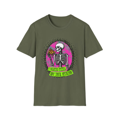 Skeleton Pizza T-Shirt, Unisex Graphic Tee, Halloween Costume, Gifts for Pizza Lovers, Casual Wear, Quirky Humor