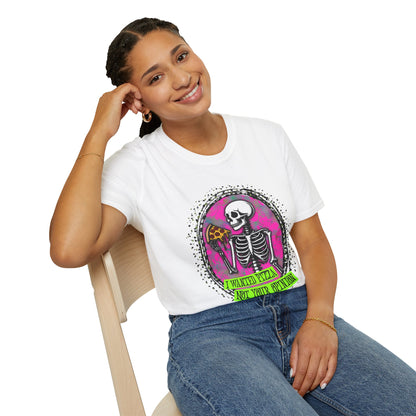 Skeleton Pizza T-Shirt, Unisex Graphic Tee, Halloween Costume, Gifts for Pizza Lovers, Casual Wear, Quirky Humor