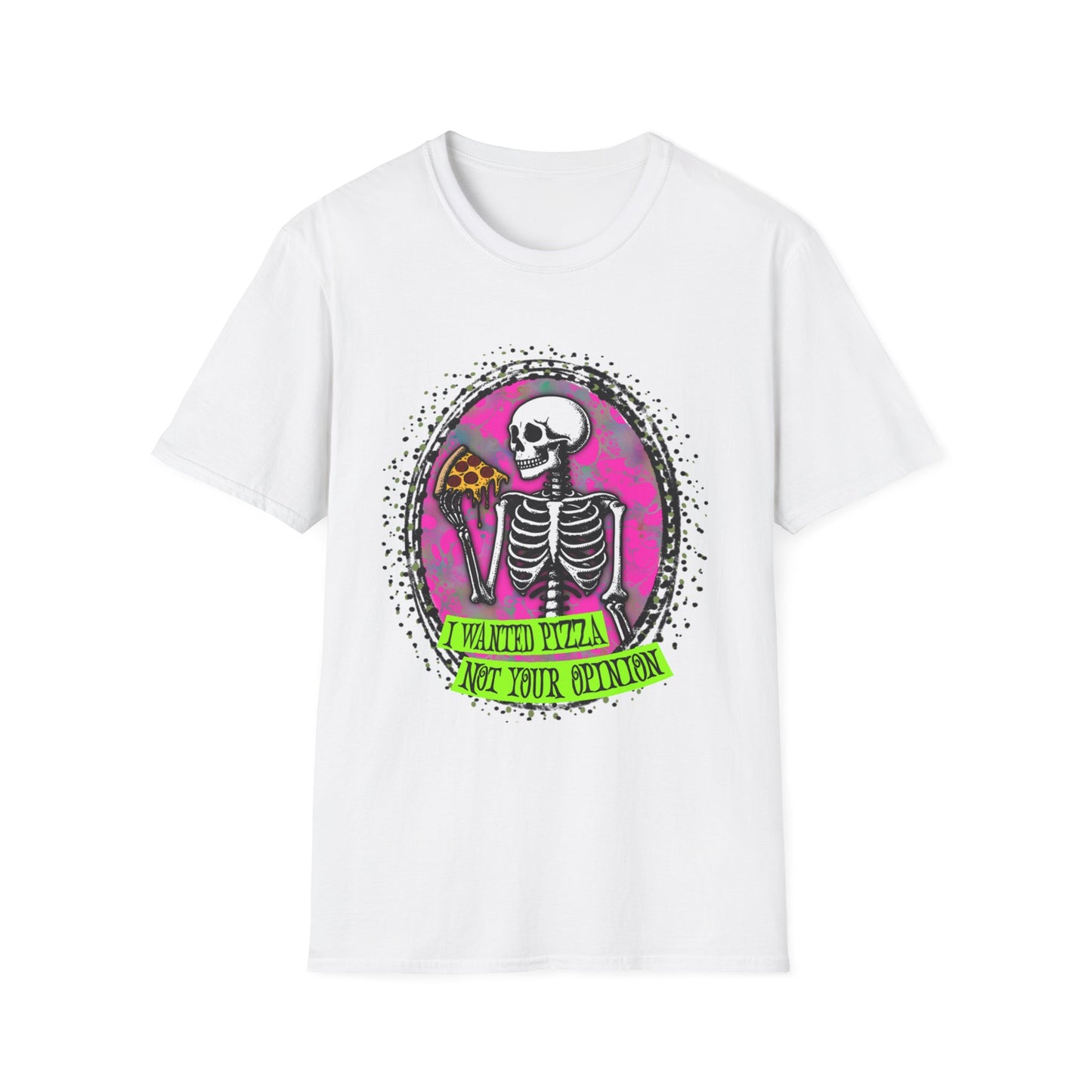 Skeleton Pizza T-Shirt, Unisex Graphic Tee, Halloween Costume, Gifts for Pizza Lovers, Casual Wear, Quirky Humor