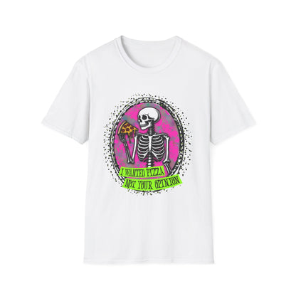 Skeleton Pizza T-Shirt, Unisex Graphic Tee, Halloween Costume, Gifts for Pizza Lovers, Casual Wear, Quirky Humor