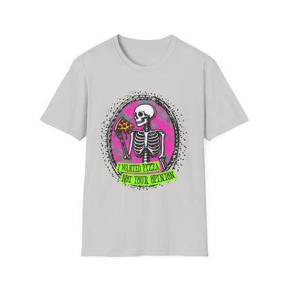 Skeleton Pizza T-Shirt, Unisex Graphic Tee, Halloween Costume, Gifts for Pizza Lovers, Casual Wear, Quirky Humor