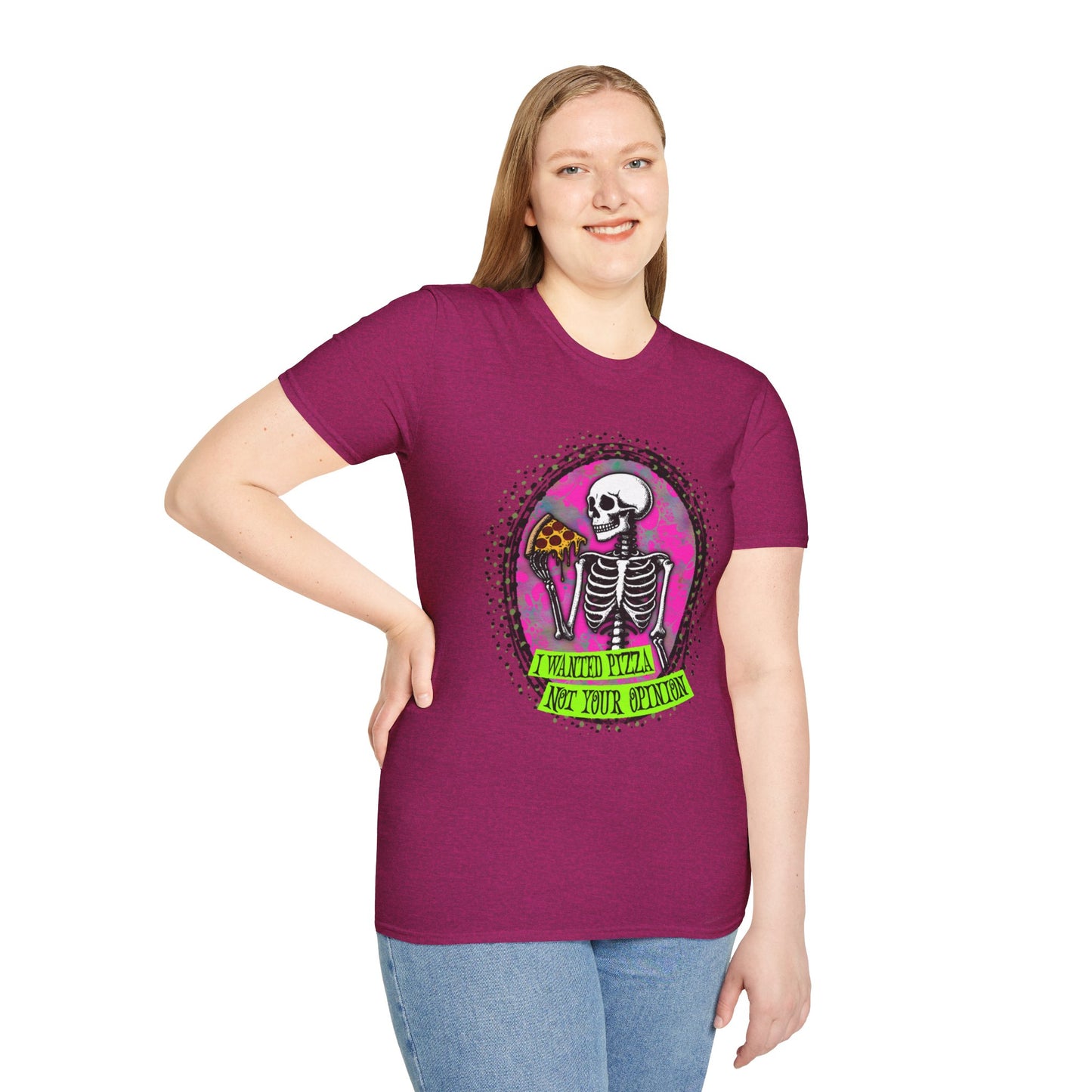 Skeleton Pizza T-Shirt, Unisex Graphic Tee, Halloween Costume, Gifts for Pizza Lovers, Casual Wear, Quirky Humor