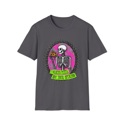 Skeleton Pizza T-Shirt, Unisex Graphic Tee, Halloween Costume, Gifts for Pizza Lovers, Casual Wear, Quirky Humor