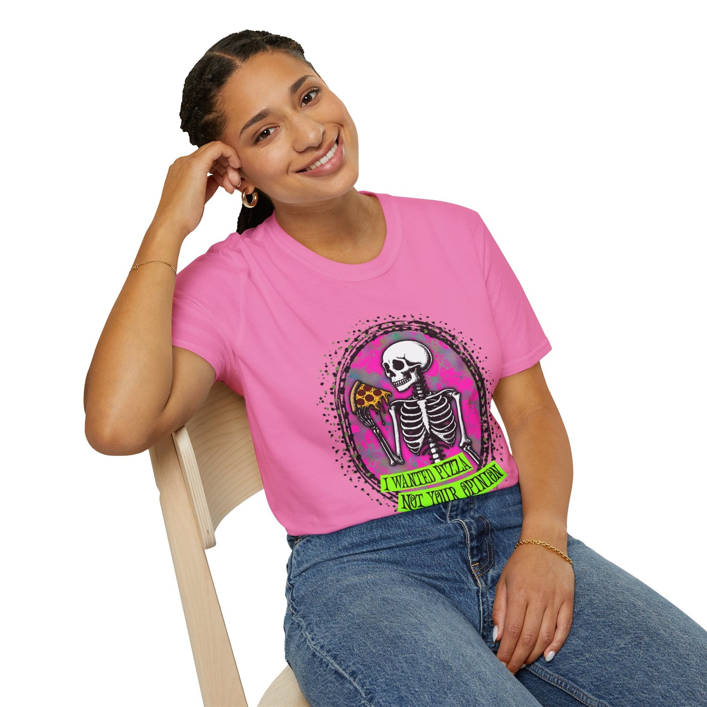 Skeleton Pizza T-Shirt, Unisex Graphic Tee, Halloween Costume, Gifts for Pizza Lovers, Casual Wear, Quirky Humor