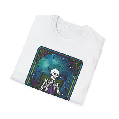 Skeletal Yarn Hoarder T-Shirt, Softstyle Graphic Tee for Crafters, Halloween Apparel, Gift for Knitters, Cozy Casual Wear