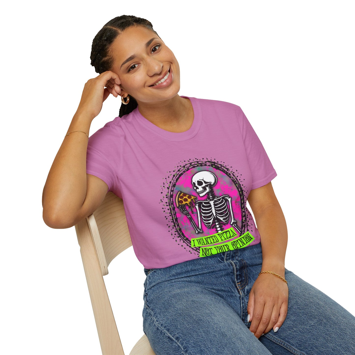 Skeleton Pizza T-Shirt, Unisex Graphic Tee, Halloween Costume, Gifts for Pizza Lovers, Casual Wear, Quirky Humor