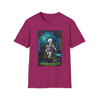 Skeletal Yarn Hoarder T-Shirt, Softstyle Graphic Tee for Crafters, Halloween Apparel, Gift for Knitters, Cozy Casual Wear