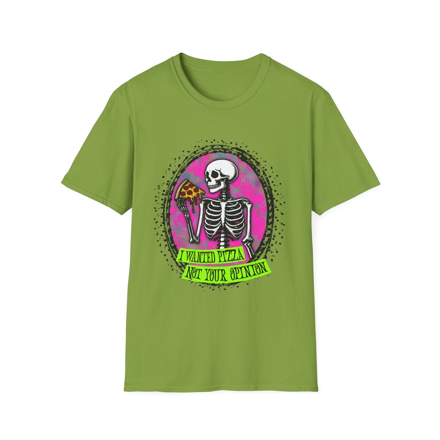 Skeleton Pizza T-Shirt, Unisex Graphic Tee, Halloween Costume, Gifts for Pizza Lovers, Casual Wear, Quirky Humor