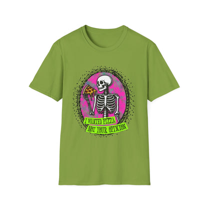 Skeleton Pizza T-Shirt, Unisex Graphic Tee, Halloween Costume, Gifts for Pizza Lovers, Casual Wear, Quirky Humor