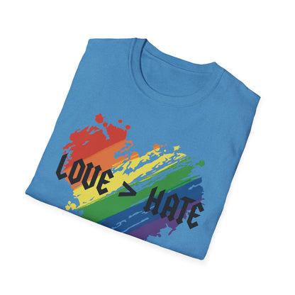 Love over hate Pride T-Shirt, LGBTQ+ Apparel, Love and Hate Graphic Tee, Gender-Neutral Shirt for Pride, Casual Wear, Gift for Allies