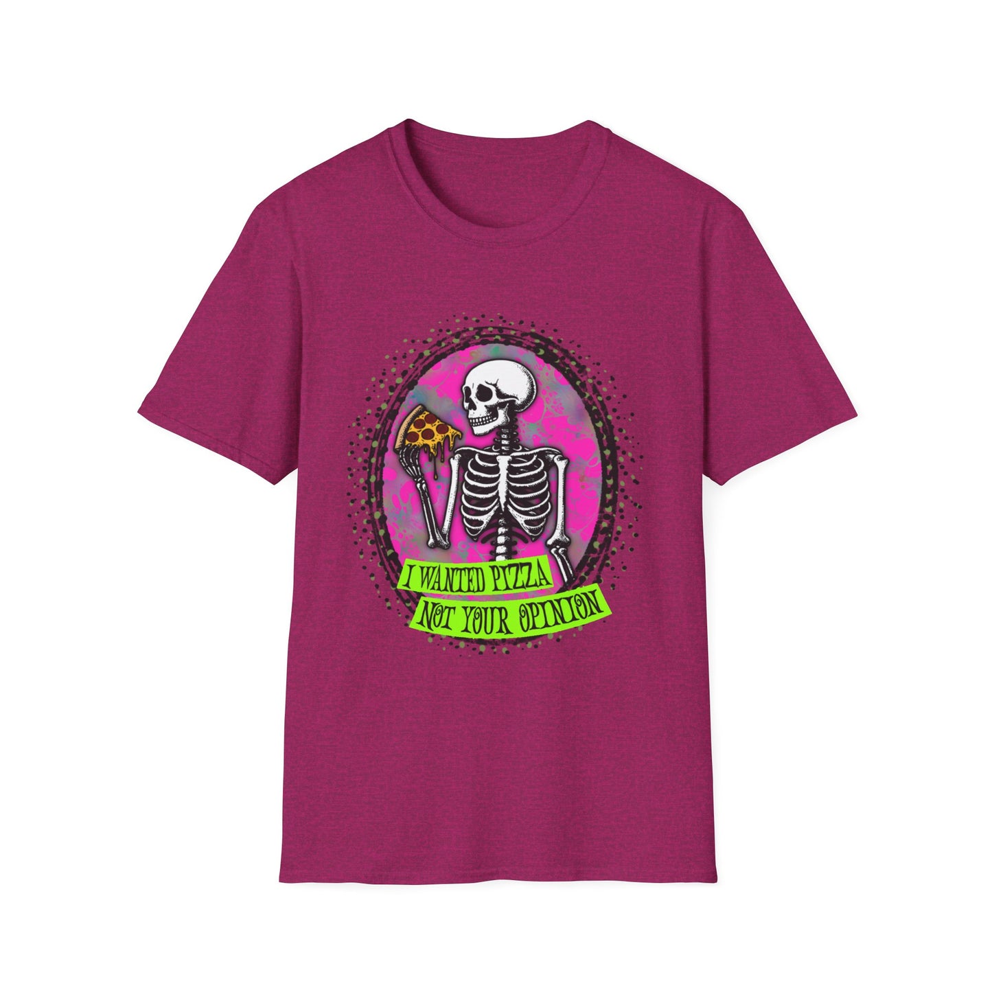 Skeleton Pizza T-Shirt, Unisex Graphic Tee, Halloween Costume, Gifts for Pizza Lovers, Casual Wear, Quirky Humor