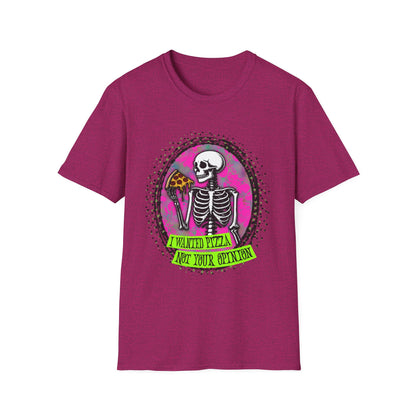 Skeleton Pizza T-Shirt, Unisex Graphic Tee, Halloween Costume, Gifts for Pizza Lovers, Casual Wear, Quirky Humor