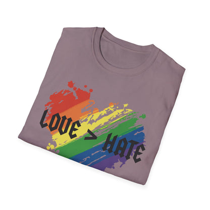 Love over hate Pride T-Shirt, LGBTQ+ Apparel, Love and Hate Graphic Tee, Gender-Neutral Shirt for Pride, Casual Wear, Gift for Allies