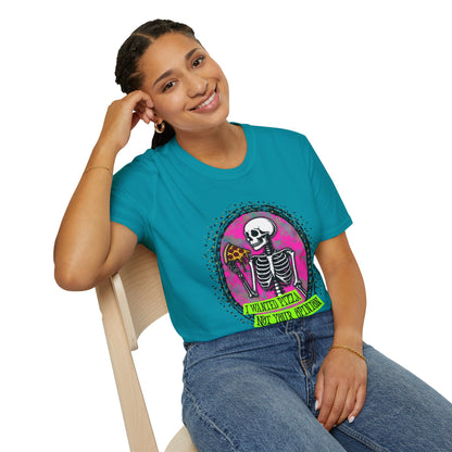 Skeleton Pizza T-Shirt, Unisex Graphic Tee, Halloween Costume, Gifts for Pizza Lovers, Casual Wear, Quirky Humor