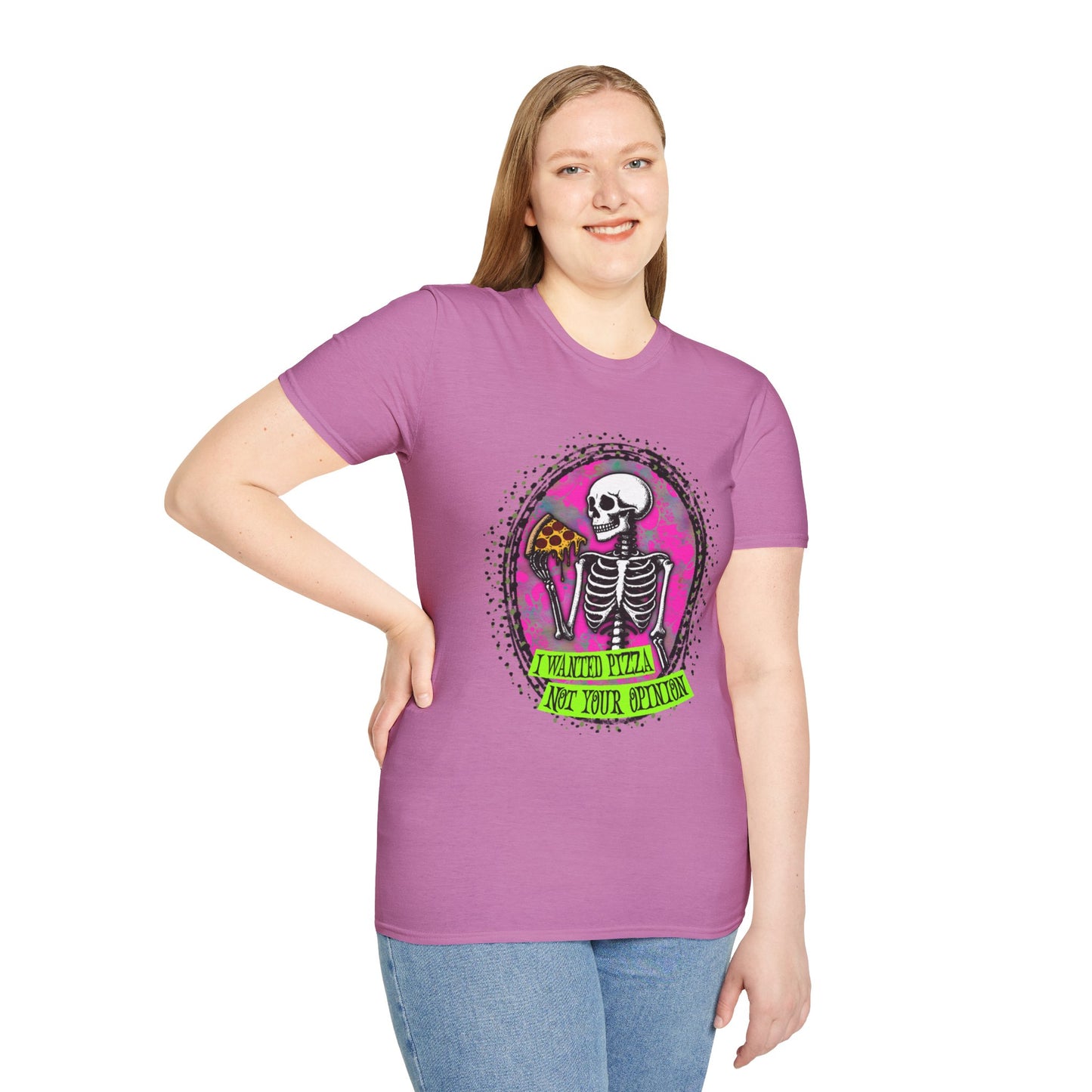 Skeleton Pizza T-Shirt, Unisex Graphic Tee, Halloween Costume, Gifts for Pizza Lovers, Casual Wear, Quirky Humor