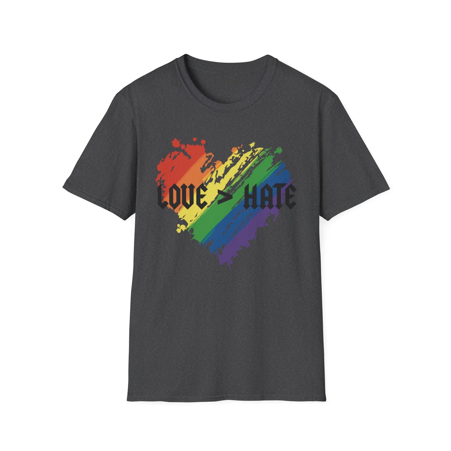Love over hate Pride T-Shirt, LGBTQ+ Apparel, Love and Hate Graphic Tee, Gender-Neutral Shirt for Pride, Casual Wear, Gift for Allies