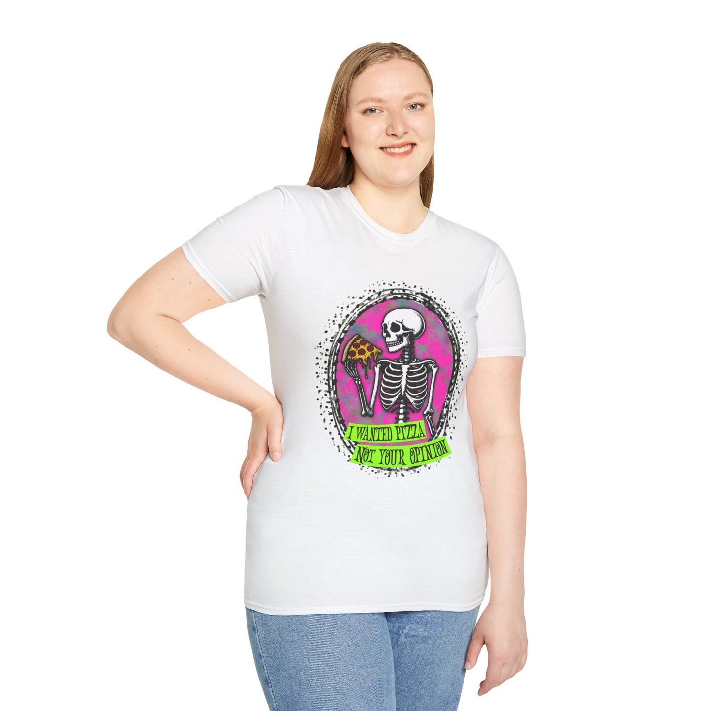 Skeleton Pizza T-Shirt, Unisex Graphic Tee, Halloween Costume, Gifts for Pizza Lovers, Casual Wear, Quirky Humor