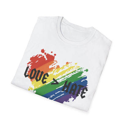 Love over hate Pride T-Shirt, LGBTQ+ Apparel, Love and Hate Graphic Tee, Gender-Neutral Shirt for Pride, Casual Wear, Gift for Allies
