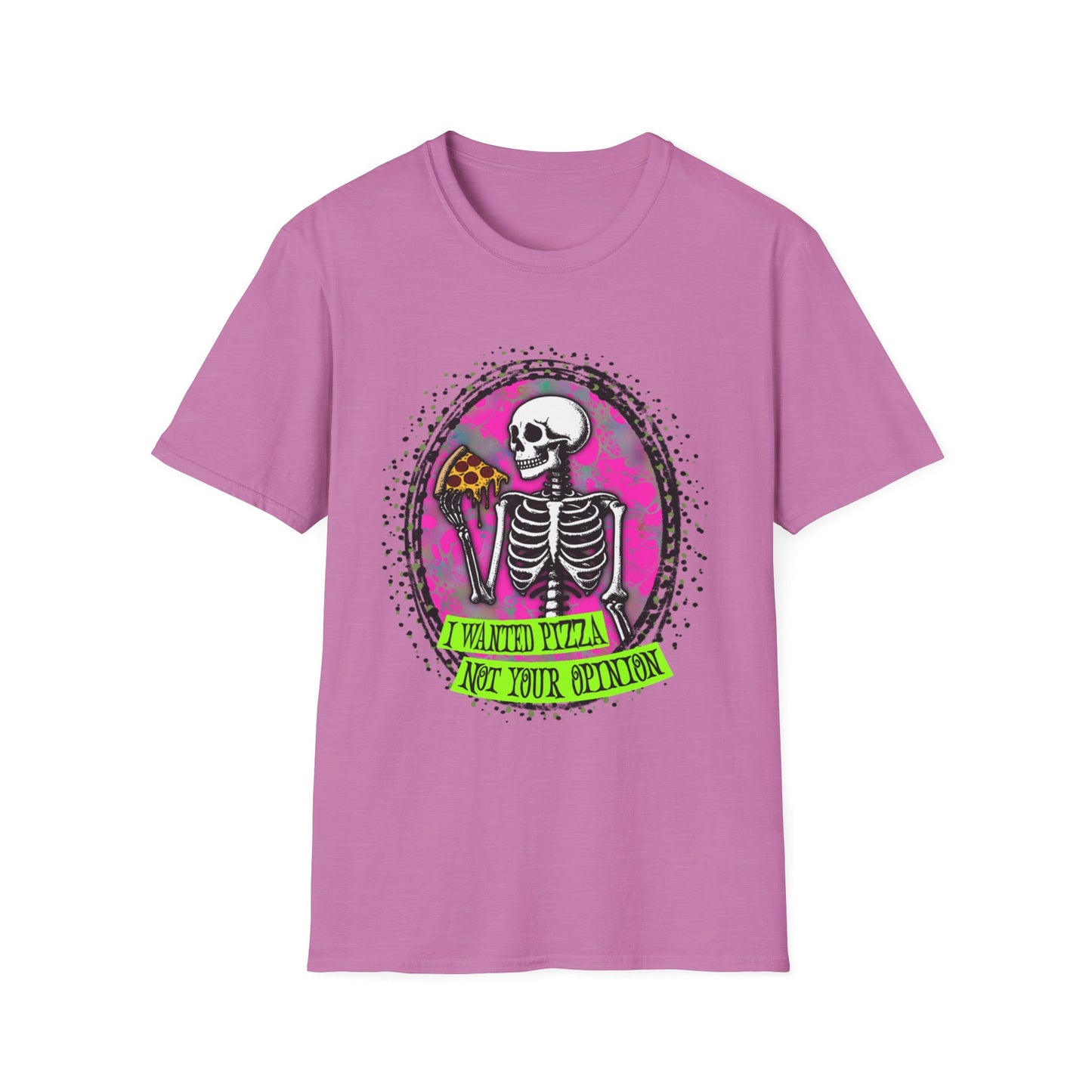 Skeleton Pizza T-Shirt, Unisex Graphic Tee, Halloween Costume, Gifts for Pizza Lovers, Casual Wear, Quirky Humor