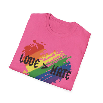 Love over hate Pride T-Shirt, LGBTQ+ Apparel, Love and Hate Graphic Tee, Gender-Neutral Shirt for Pride, Casual Wear, Gift for Allies