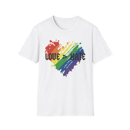 Love over hate Pride T-Shirt, LGBTQ+ Apparel, Love and Hate Graphic Tee, Gender-Neutral Shirt for Pride, Casual Wear, Gift for Allies